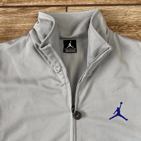 Air Jordan Flight Jacket Gray Blue Large Jumpman Track Jacket - Picture 3 of 10